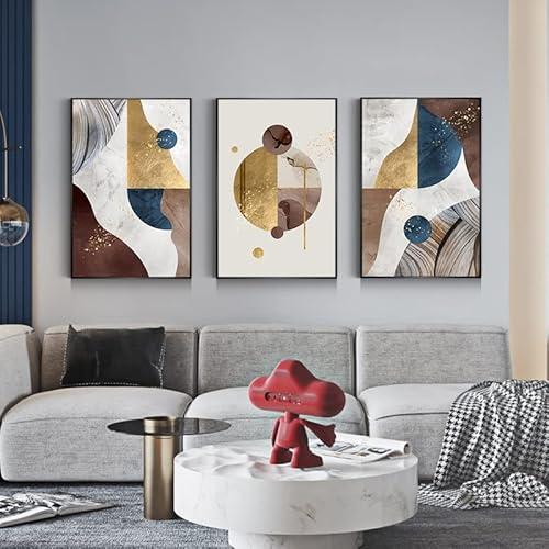 HEHGVCF Modernes Abstraktes Leinwand 50 x 70 cm, Goldblau Vintage Gemäldedruck Bild, Galerie, Wohnzimmer,Wandbild Rahmenlos (XY,50 x70cm) von HEHGVCF