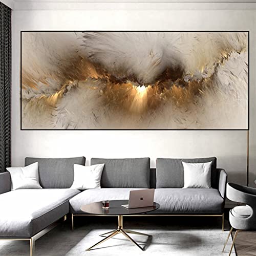 HEHGVCF Modernes Bild Abstrakt Leinwand Gold,Poster auf Leinwand, Kunstposter und Wand-Kunstdruck, Bild Wohnzimmer LeinwandOhne Rahmen (Gold,80x160cm) von HEHGVCF