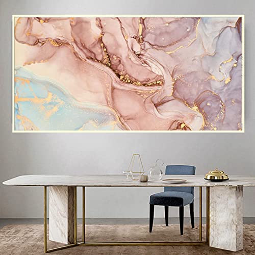 HEHGVCF Poster Gold Marmor Bilder 40x60cm, Rosa Leinwand XXL Wandbild Kunstdruck Wand Bild Rahmenlos (50x100cm) von HEHGVCF