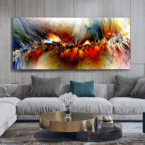 HEHGVCF Wandbilder Gold Rot Bilder Wohnzimmer Leinwandbilder Aurora Wandbilder XXL Wanddekoration Wand Bild Bunt Ohne Rahmen (Bunte,60x120cm) von HEHGVCF