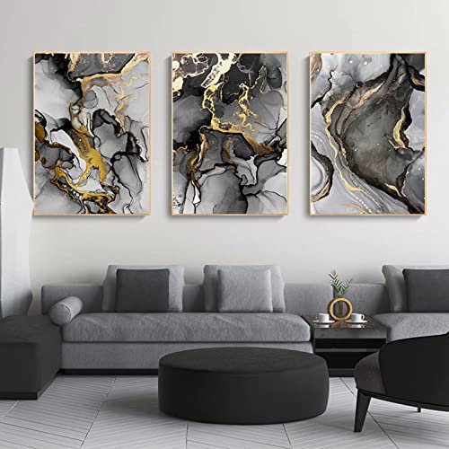 HEHGVCF Wandbilder Schwarz Grau,Home Decor Bild 50x70cm, Grau Textur Marmor Bild auf leinwand vlies,wohnzimmer Leinwandbilder Dekor Rahmenlos (C,40 x 60cm) von HEHGVCF