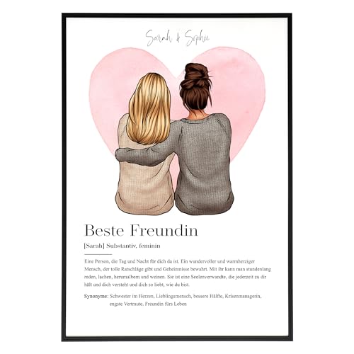 HEI Print Beste Freundin Geschenk zum Geburtstag - Geburtstagsgeschenk für die Freundinen, Bild für Freundin, personalisiertes Poster mit Definition, ohne Rahmen, Freundschaft (Beste Freundin) von HEI Print