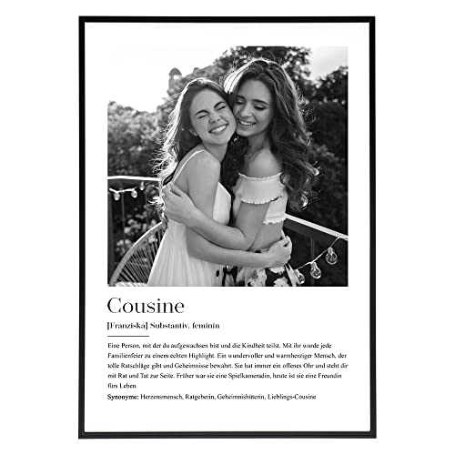 HEI Print Cousine Geschenk zum Geburtstag - Geburtstagsgeschenk für die beste Freundin, Lieblingsmensch, personalisiertes Poster mit Definition für Cousinen von HEI Print