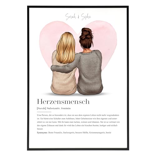 HEI Print Herzensmensch Geschenk zum Geburtstag - Geburtstagsgeschenk für die beste Freundin, Lieblingsmensch, personalisiertes Poster mit Definition, Freundinnen, ohne Rahmen (Herzensmensch) von HEI Print