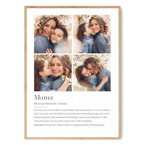 HEI Print Mama Geschenk zum Geburtstag - Geburtstagsgeschenk für Mutter mit Bild, Muttertagsgeschenk, personalisiertes Poster mit Definition, Collage, ohne Rahmen (Mama) von HEI Print