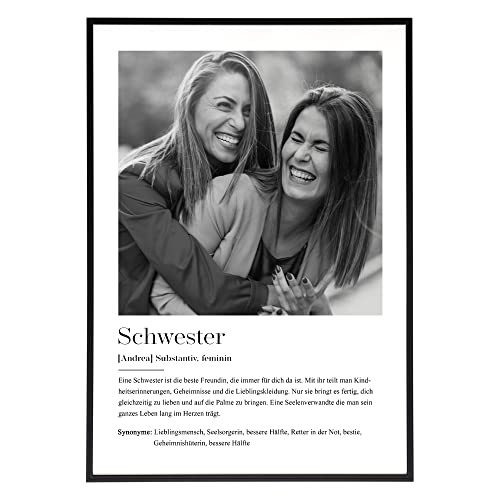 HEI Print Schwester Geschenk zum Geburtstag - Schwesterherz, Geburtstagsgeschenk für die beste Freundin, personalisiertes Poster mit Definition, ohne Rahmen von HEI Print