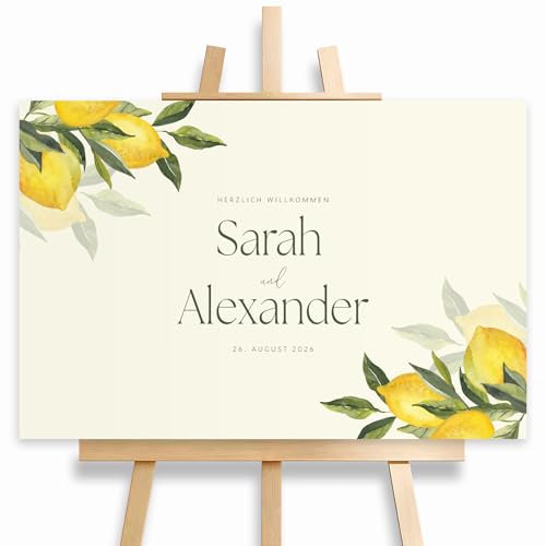 HEI Print Willkommensschild Hochzeit mit Zitronen, Datum und Namen, personalisierte Hochzeitsdeko, Aufsteller Willkommen Schild, Zitronenzweig, Leinwand, 60x40 HEI Print Willkommensschild Hochzeit mit Zitronen, Datum und Namen, personalisierte Hochzeitsdeko, Aufsteller Willkommen Schild, Zitronenzweig, Leinwand, 60x40 von HEI Print
