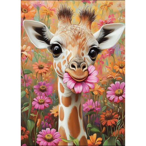 HEIBAGO 5D Tier Diamond Painting Für Erwachsene, Giraffe Rhinestone Embroidery Diamant Painting Set, DIY Full Drill Diamant Malerei Kits Blumen Diamond Art Bilder Für Anfänger, Home Dekor 30 * 40cm von HEIBAGO