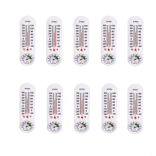 10 Stück Wandmontiertes Analoges Thermometer Hygrometer Außenthermometer Innenthermometer Für Gewächshäuser Im Haushalt Keine Batterie Erforderlich 23 Cm Langes von HEIBTENY