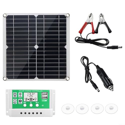 12 W Solarmodul-Set mit 100 A Controller und 12 V Batterieladegerät für Outdoor Caravan RV Camping, IP65 wasserdichtes tragbares Solarstromsystem von HEIBTENY