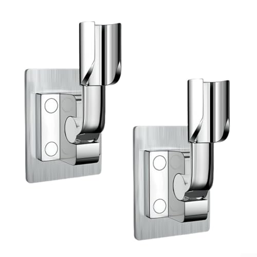 2 Stück Duschkopfhalter mit verstellbaren Funktionen, selbstklebend für einfachen Aufbau (Silber) von HEIBTENY