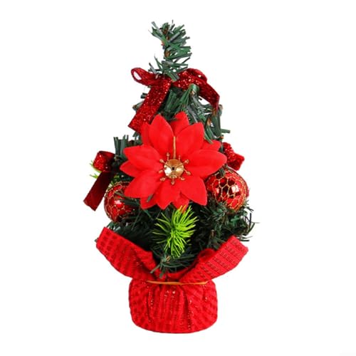 20CM Künstlicher Weihnachtsbaum Mini Weihnachtsbaum Mit Weihnachtsblume Klein Desktop Tisch Deko Künstliche Weihnachtsbäume Für Advents Weihnachtsdeko Schaufenster Figuren(Rot) von HEIBTENY