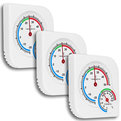 3Pcs Analoger Raumthermo-Hygrometer zur einfachen Überwachung des Innenklimas. von HEIBTENY