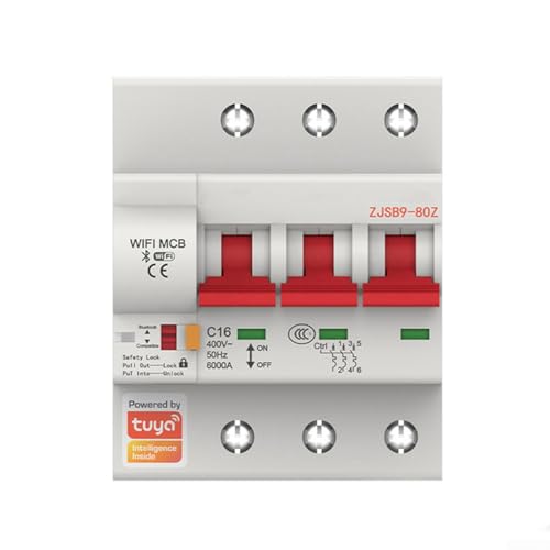 40A Intelligenter Leistungsschalter,Smart WiFi Leitungsschutzschalter,1P-4P WiFi-Recloser-Leistungsschalter Mit Intelligente Audio Und Sprachsteuerung Für Smart Life/Für Tuya Smart(3P 40A) von HEIBTENY