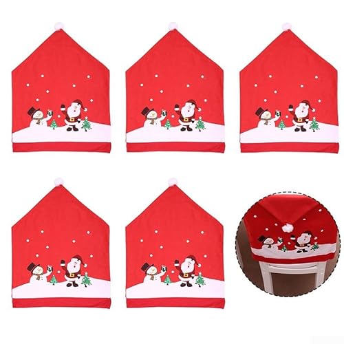 5-teiliges Weihnachts-Stuhlhussen-Set mit Urlaubsmützen-Design für Esstischstühle Vliesstoffbezüge für saisonale Feiern 5-teiliges Weihnachts-Stuhlhussen-Set mit Urlaubsmützen-Design für Esstischstühle Vliesstoffbezüge für saisonale Feiern von HEIBTENY