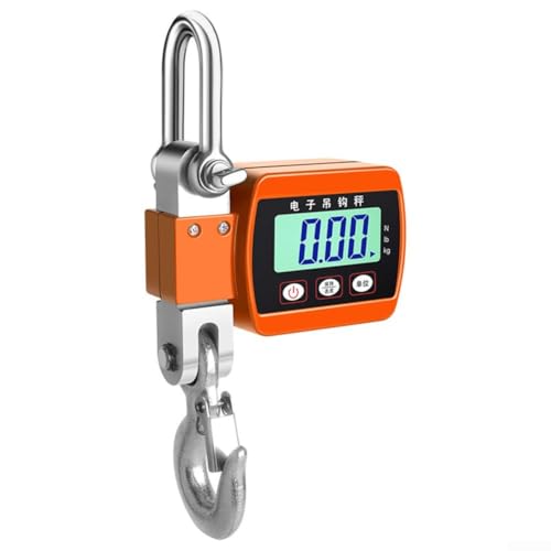 500 kg digitale Hakenwaage mit hohem Sensor, leicht ablesbares LCD-Display für zuverlässige Messungen (Orange) von HEIBTENY