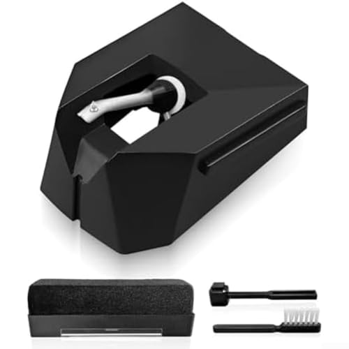 AT VMN95E Stylus Nadel für AT LP120X Plattenspieler mit geringer Verzerrung und Reinigungsbürsten (schwarz) von HEIBTENY