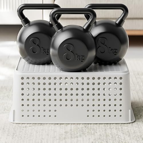 Aufbewahrungskorb aus Kunststoff zur Aufbewahrung von Haushaltswaren auf Schreibtisch, Bad und Küche, praktischer Organizer für Zuhause (M-Gelb) von HEIBTENY