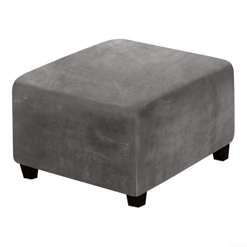 Chic Square Hocker Schutzhülle mit eng anliegendem Design, perfekt für Wohnzimmer oder Büro (grau) von HEIBTENY
