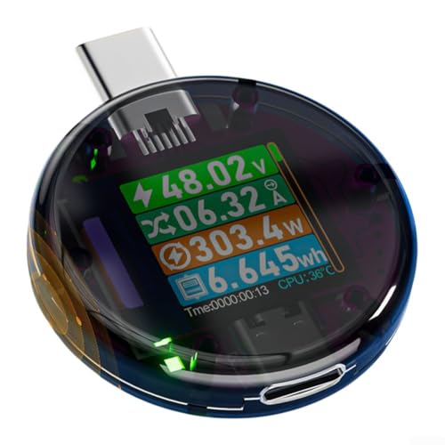 Digitaler Spannungs-Stromzähler mit eingebautem USB-Tester für 48 V Stromverbrauch (schwarz) von HEIBTENY