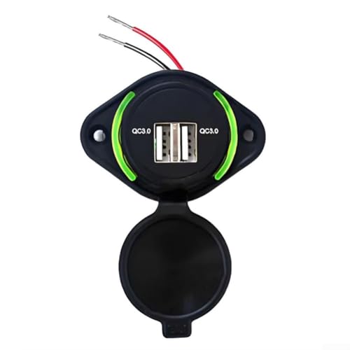 Dual USB für Kfz-Ladegerät Steckdose Panel QC 3 0 kompatibel mit 12V 24V Fahrzeugen einschließlich RV Bus LKW Boot Camper ATV Schnellladung für Handys und Tablets (grün) von HEIBTENY