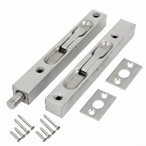 Edelstahl-Bündigriegel, 15,2 cm, für Türen, 2 Stück für erhöhte Sicherheit Edelstahl-Bündigriegel, 15,2 cm, für Türen, 2 Stück für erhöhte Sicherheit von HEIBTENY
