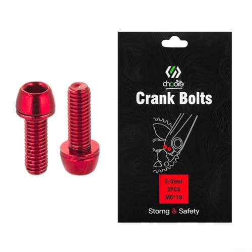 Fahrrad-Kurbelschrauben mit verbesserter Härte, M6 x 18 mm Schrauben in Rot, Grün, Blau, Orange (rot) von HEIBTENY