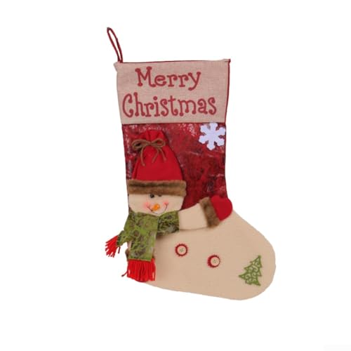 Festliche 3D-Plüsch-Weihnachtsstrümpfe mit Weihnachtsmann-, Schneemann- und Rentier-Motiven zum Aufhängen an Kamin oder Baum, geräumiger Innenraum für Leckereien und Saisonartikel (M1-26 Der von HEIBTENY