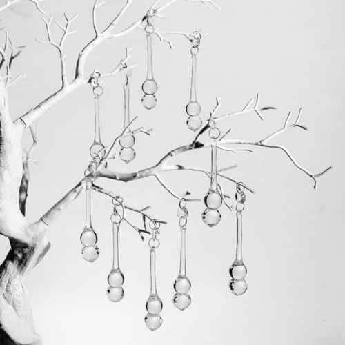 Glas-Regentropfen-Hängeornamente für Weihnachtsbaum und Hochzeitsdekorationen, 20 Stück, transparent, tropfenförmig, 20 x 60 mm Glas-Regentropfen-Hängeornamente für Weihnachtsbaum und Hochzeitsdekorationen, 20 Stück, transparent, tropfenförmig, 20 x 60 mm von HEIBTENY