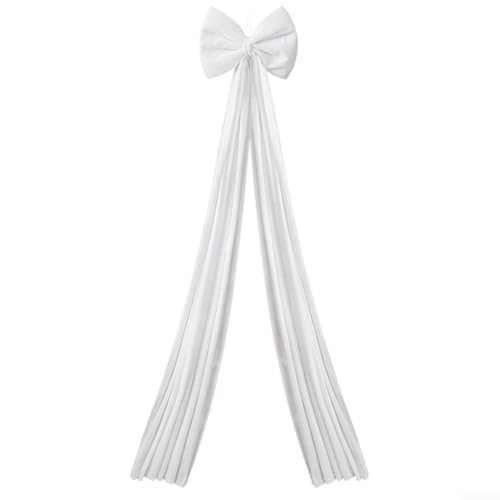 Große Samtschleife für Weihnachtsbäume und Urlaubsdekorationen, entworfen für eine lange Lebensdauer, Maße: 38,1 x 188,1 x 188,9 cm (weiß) von HEIBTENY