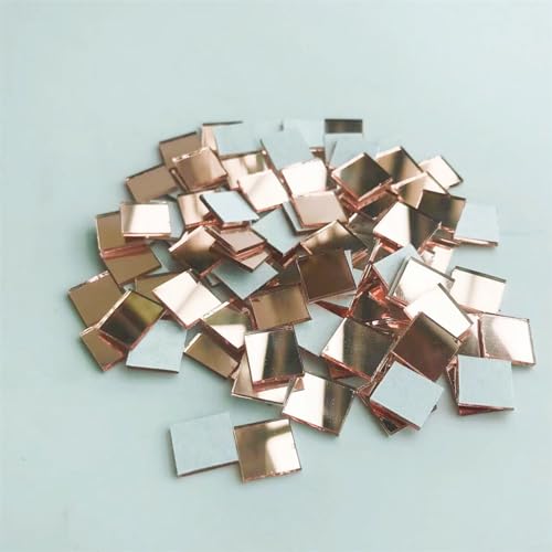 HEIBTENY 100 Stück Selbstklebende Spiegel Mosaikfliesen 10X10MM DIY Disco Ball Glas Spiegel Aufkleber Selbstklebende Wandaufkleber(Rose gold) von HEIBTENY