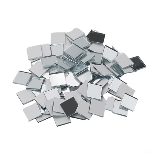 HEIBTENY 100 Stück Selbstklebende Spiegel Mosaikfliesen 10X10MM DIY Disco Ball Glas Spiegel Aufkleber Selbstklebende Wandaufkleber(Silver) von HEIBTENY