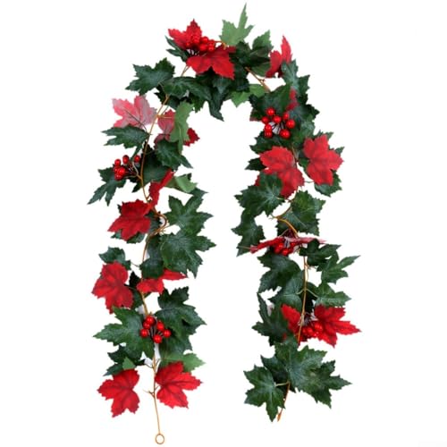 HEIBTENY 175CM Künstliche Blätter Herbst Blatt Girlande Hängende Reben, Herbstdekoration für Zuhause Kamin Party Hochzeit Indoor Outdoor Saisonale Dekor mit realistischen Ahornblättern (G) von HEIBTENY