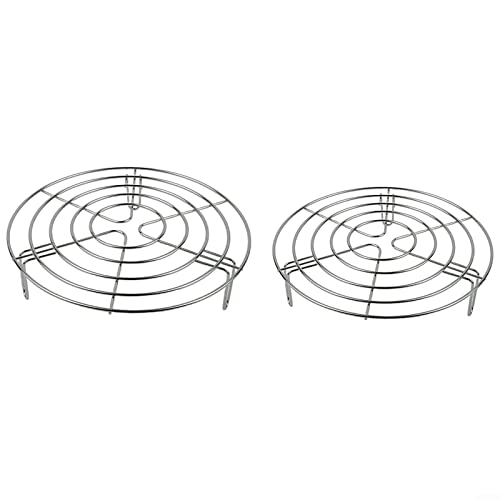 HEIBTENY 2 Stück Edelstahl Einlegerost,Dünsteinsatz für Töpfe,Rundes Grillrost Aus Edelstahl,Topfständer Dämpfen Rack, Grillrost Mikrowelle,Rack Dämpfeinsatz,für Backen Kochen Braten von HEIBTENY