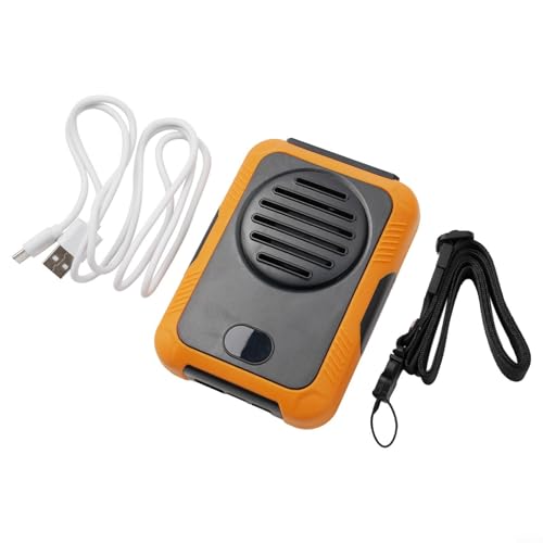 HEIBTENY 2000/6000 MAh Clip Ventilator USB Tshirt Ventilator 3 Geschwindigkeiten Tragbarer Ventilator Halskettenventilator Für Büro, Reisen Und Outdoor (Orange（DQ223）) von HEIBTENY