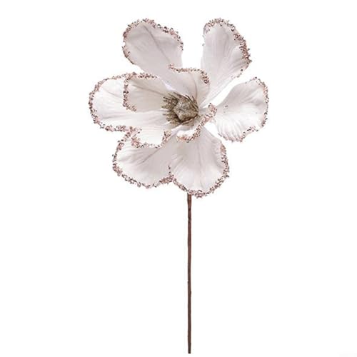 HEIBTENY 25 cm künstliche Weihnachtsblume festliche Dekoration, realistische Stoffblüten Urlaubsdekoration, wiederverwendbarer Mittelpunkt für Zuhause, Baumkranz, saisonale Anzeige (weiß) von HEIBTENY