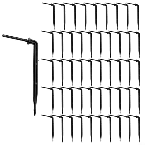 HEIBTENY 3/5 mm Schlauchpfeil-Tropfer für Tropfbewässerungssysteme, 2,8 l Durchfluss, Kunststoff-Strahler für Gartenbewässerung, für 3 mm PVC-Schlauch und Fünf-Wege-Anschluss, für Pflanzen (50 Stück) von HEIBTENY