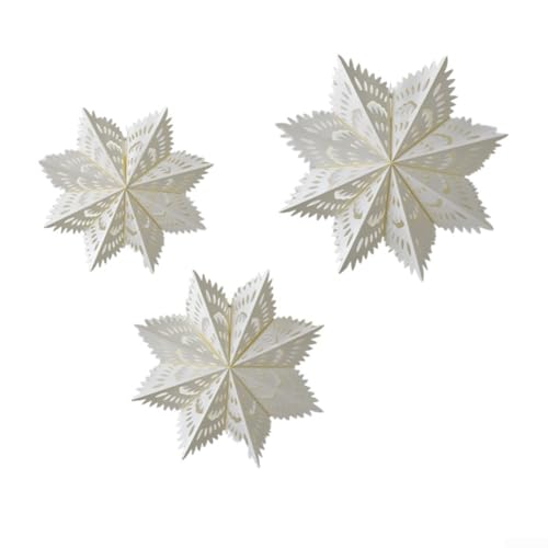HEIBTENY 3 Stück Weihnachten Schneeflocke hängende Dekorationen Weiß 3D Papier Ornamente 55 cm 45 cm 35 cm DIY Urlaub Wanddekoration für Home Party Fenster Display (Schneeflocke 3 Sets D) von HEIBTENY