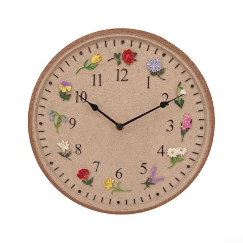 HEIBTENY 30,5 cm dekorative florale Wanduhr 3D-Blumen-Design wasserdichte Outdoor-Gartenuhr Anti-Beschlag-Display IP44 bewertet für Hotel Pool Terrasse Dekor von HEIBTENY