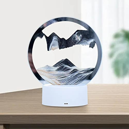 HEIBTENY 3D Fließender Sand Nachtlicht Sanduhr Lampe Beweglicher Sandbild Dekor Dynamisch 3D Sanduhr Tiefsee Sandlandschaft, 3D Sandbilder zum Drehen, Natürliche Landschaft Sanduhrdekoration von HEIBTENY