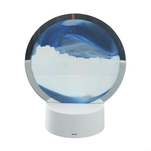 HEIBTENY 3D Fließender Sand Nachtlicht Sanduhr-Lampe mit USB- oder Batteriebetrieb, Touch-Steuerung und 3 Beleuchtungsmodi, kreatives bewegliches Sandbild für Wohnzimmer Schlafzimmer Dekor (blau) von HEIBTENY
