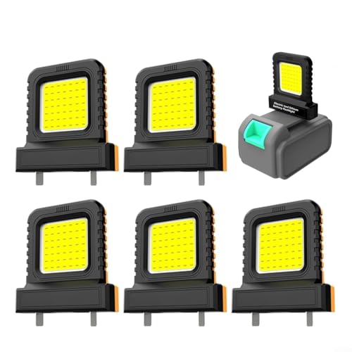 HEIBTENY 4 Stück 14 W LED Camping Laterne Arbeitsleuchte für 20 V 21 V Elektrowerkzeuge Lithium-Batterie verstellbare Steckdose Mini Pocket Inspektionsleuchte schwarz (6 Stück) von HEIBTENY