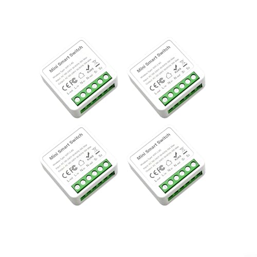 HEIBTENY 4 Stück Smart Lichtschalter Modul 1 Weg/2 Wege, Smart WiFi Switch Mini Mini DIY WLAN Schalter Passt hinter Wandschalter, für Smart Life/für Tuya-App HEIBTENY 4 Stück Smart Lichtschalter Modul 1 Weg/2 Wege, Smart WiFi Switch Mini Mini DIY WLAN Schalter Passt hinter Wandschalter, für Smart Life/für Tuya-App von HEIBTENY