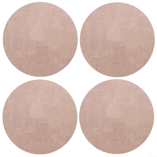 HEIBTENY 4 Stück runde Tischsets 33 cm Kunstleder PVC Tischmatten Wasserdicht Hitzebeständig Abwischbar Esstisch Schutz für Zuhause Küche Indoor Outdoor Beige (Hellrot) von HEIBTENY