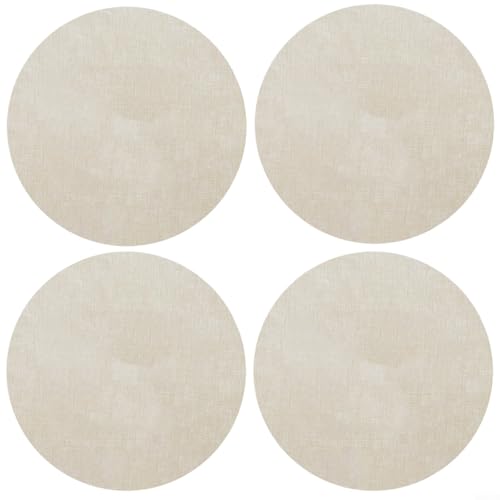 HEIBTENY 4 Stück runde Tischsets 33 cm Kunstleder PVC Tischmatten wasserdicht hitzebeständig abwischbar Esstisch Schutz für Zuhause Küche Indoor Outdoor Beige (Beige) von HEIBTENY
