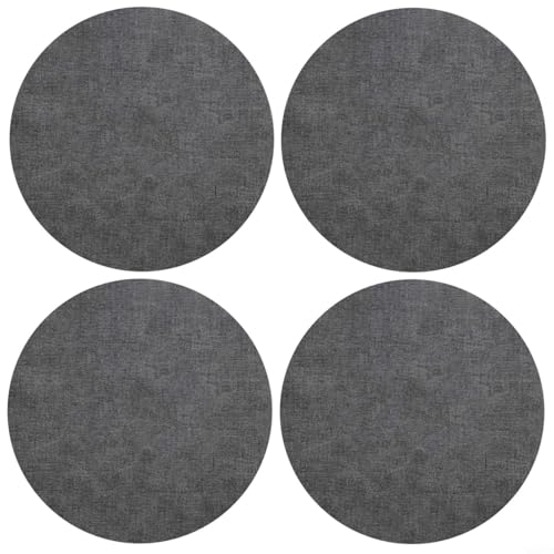 HEIBTENY 4 Stück runde Tischsets 33 cm Kunstleder PVC Tischmatten wasserdicht hitzebeständig abwischbar Esstisch Schutz für Zuhause Küche Indoor Outdoor Beige (dunkelgrau) von HEIBTENY