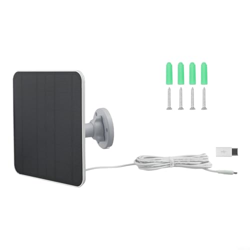 HEIBTENY 5 W Solar-Ladegerät für Ring Video Türklingel Batterie Plus, IP65 wasserdichtes Solarpanel mit monokristallinem Silikon, 3 Meter Kabel mit Gabelanschluss und verstellbarer Wandhalterung (weiß von HEIBTENY