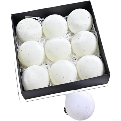 HEIBTENY 9 Stück 8 cm Samt hängende Kugel Ornament Set - Luxuriöse Christbaumkugeln in gemischten Farben für festliche saisonale Dekoration, für Zuhause und Weihnachtsfeier Display (XM0170S - Creme) von HEIBTENY