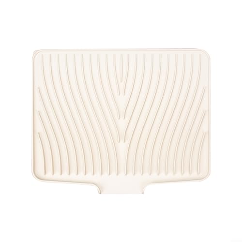 HEIBTENY Abtropfmatte 40 X 30 Cm Silikon Abtropfmatte Spüle Geschirr Abtropfmatte Trockenmatte Hitzebeständiges Rutschfestes Spülbeckenmatte, Spülmatte Abtropfunterlage(Beige) von HEIBTENY