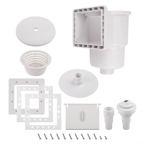 HEIBTENY Aufstellpool Wandhalterung Skimmer 15,2 cm Schnittdesign Gesicht Schmutzfiltersystem mit Vakuumplatte und Schlauchadapter von HEIBTENY